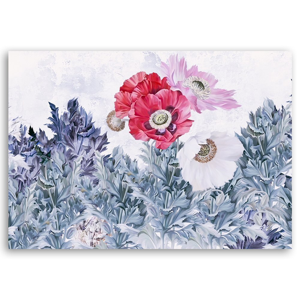 Emaga Obraz na płótnie, Maki w ogrodzie malowane - 90x60